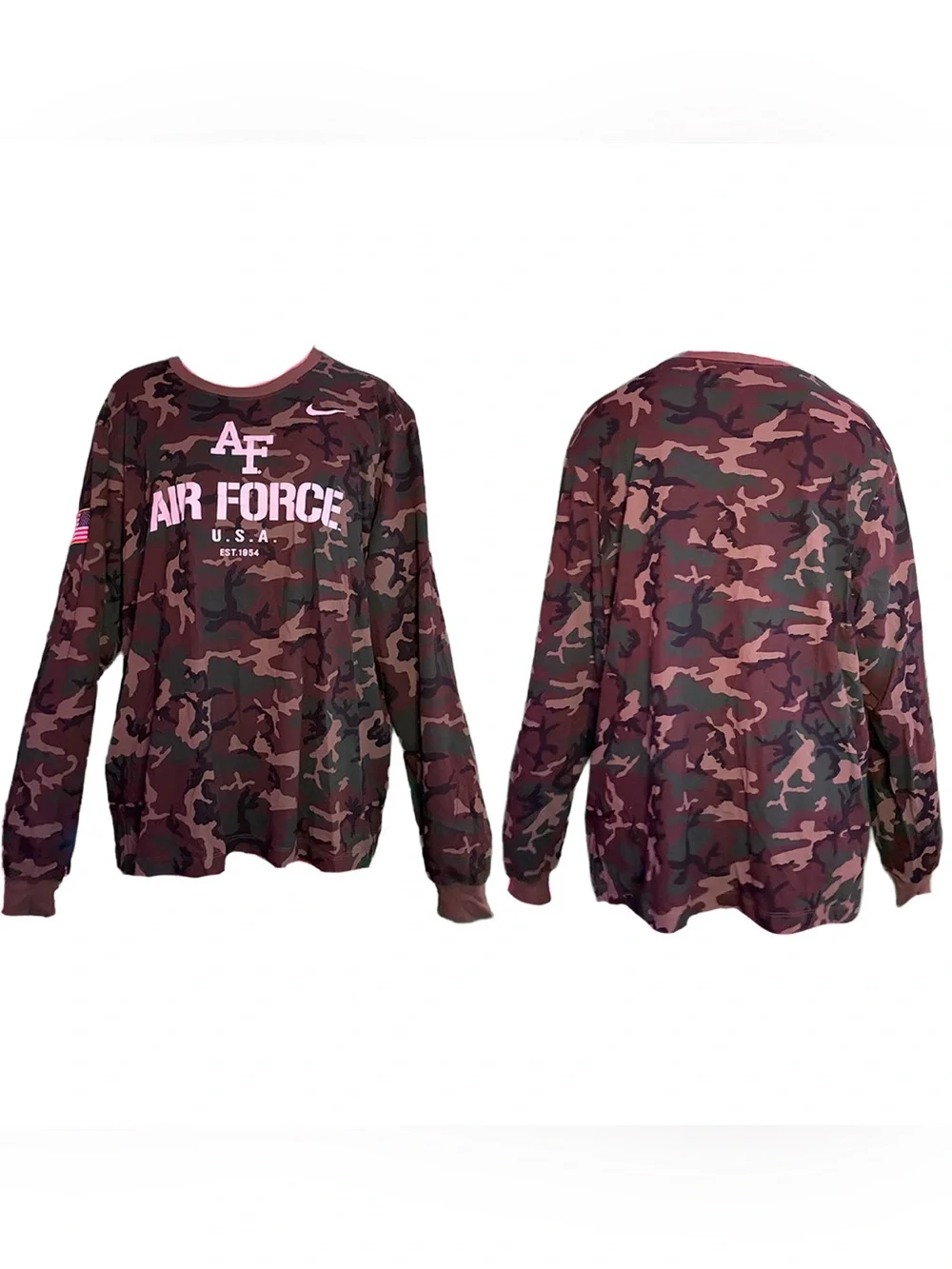 Nike Air Force Camo Long-Sleeve Top Size 2XL